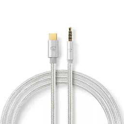 Cablu USB TYPE C tata - Jack 3.5 mm tata 1m aurit argintiu Nedis 1