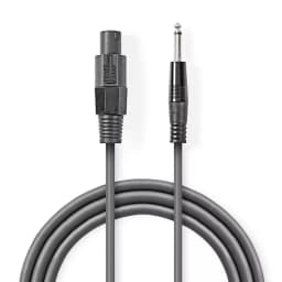 Cablu difuzor 1.5mm SPEAKON 2-pini mama - 6.35 mm tata 5m gri Nedis 1
