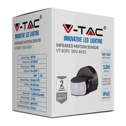 Senzor de miscare 180/360 grade 12m 1200W negru V-TAC 6