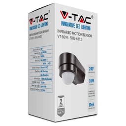 Senzor de miscare pe colt 240 grade 1200W 10m negru V-TAC 6