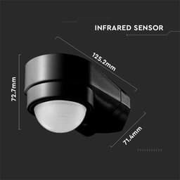 Senzor de miscare pe colt 240 grade 1200W 10m negru V-TAC 2