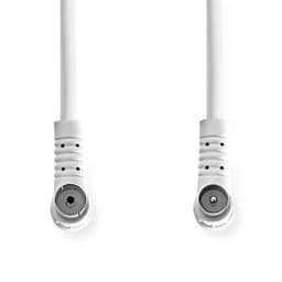 Cablu coaxial ecranat quad IEC tata cotit - IEC mama cotit 1.5m alb Nedis 2