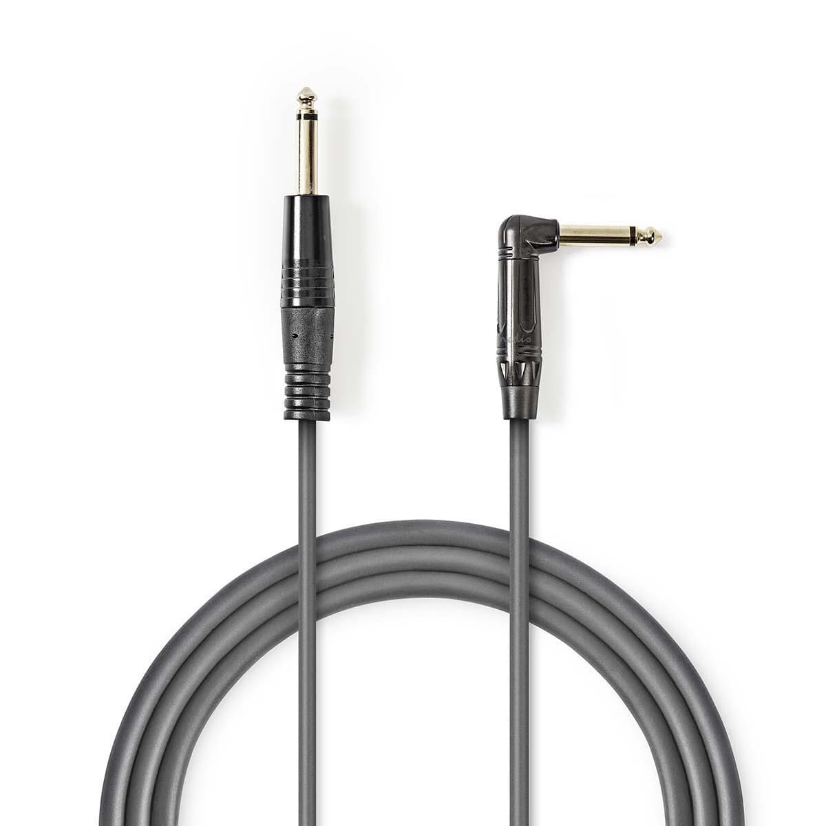 Cablu audio MONO Jack 6.35 mm tata - 6.35 mm tata cotit 3m gri Nedis
