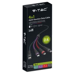 Cablu 4in1 USB TYPE C MICRO USB LIGHTNING - USB 2.4A 1.2m V-TAC SKU-7748 2