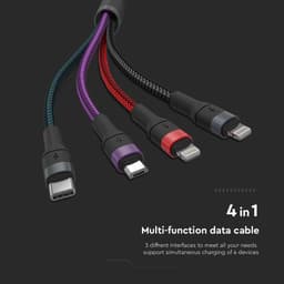 Cablu 4in1 USB TYPE C MICRO USB LIGHTNING - USB 2.4A 1.2m V-TAC SKU-7748 3