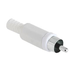 Mufa RCA tata din plastic alb cu protectie pentru cablu 3