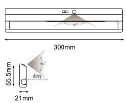 Lampa LED 1.5W 135lm 4000K cu senzor de miscare 300x55x21mm 4x AA V-TAC 2