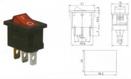 Intrerupator 3 poli 1 buton rosu ON-OFF 250V 6A 250V cu retinere 2