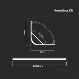 Profil aluminiu unghi 90 grade 2m argintiu-mat V-TAC SKU-3363 2
