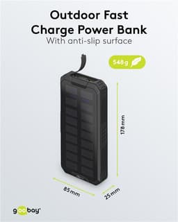 Power Bank SOLAR 20000mAh USB type C FAST CHARGE PD QC3.0 53934 Goobay 10