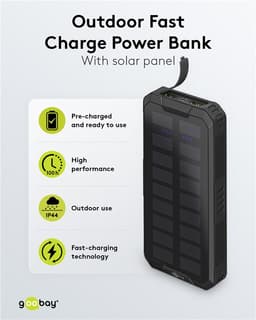Power Bank SOLAR 20000mAh USB type C FAST CHARGE PD QC3.0 53934 Goobay 12