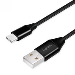 Cablu USB 2.0 A - USB type C 0.3m negru LOGILINK CU0139 1