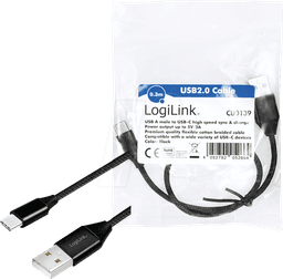 Cablu USB 2.0 A - USB type C 0.3m negru LOGILINK CU0139 4