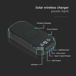 POWER BANK 30000mAh Wireless cu incarcare solara V-TAC SKU-7836 6
