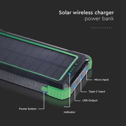 POWER BANK 10000mAh cu incarcare solara si Wireless V-TAC SKU-7835 7