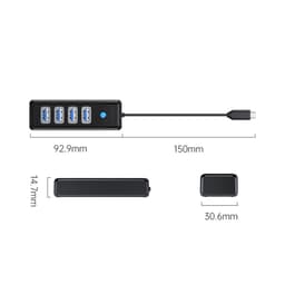 HUB 4x USB3.0 - USB TYPE C 15cm negru Orico PW4U-C3 2