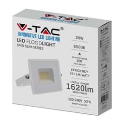 Reflector LED SMD 20W 6500K alb rece 1620lm IP65 alb V-Tac SKU-215951 2
