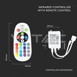 Controller LED RGB 24 butoane 12V/6A 24V/72W V-TAC 5