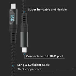 Cablu USB Type C - USB Type C 1m cu afisaj 5A V-Tac SKU-7746 5