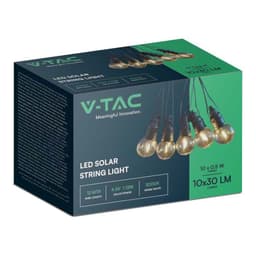 Ghirlanda SOLARA LED 10x 0.5W 12m 3000K IP44 3.7V 1200mAh V-Tac SKU-7804 3