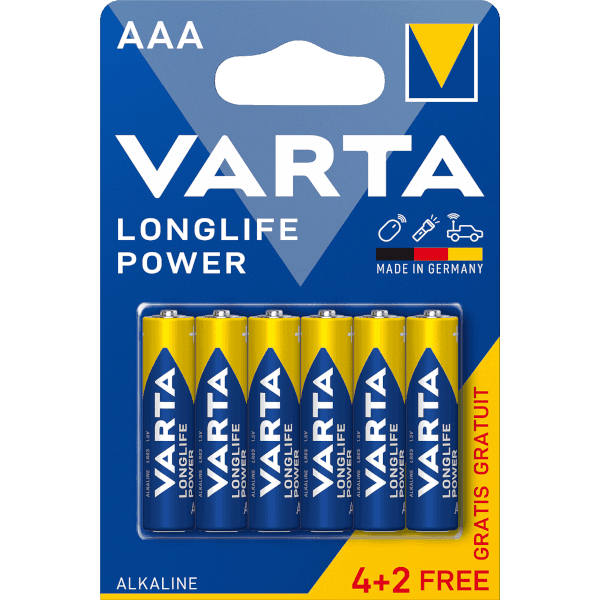 Set 6 baterii alcaline LONGLIFE POWER AAA LR3 4+2buc VARTA
