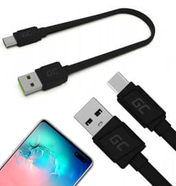 Cablu USB 2.0 A mufa - USB type C mufa 0.25m plat negru Green Cell KABGC03 2