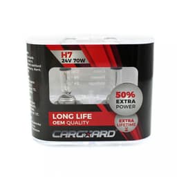Set de 2 becuri Halogen 24V H7 70W +50% Intensitate LONG LIFE CARGUARD 3