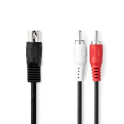 Cablu audio DIN 5pini tata - 2x RCA tata 1m Nedis CAGL20200BK10 1