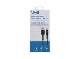 Cablu USB2.0 A tata - Lightning tata 1m 2.4A negru PVC+Nylon Well 2