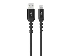 Cablu USB2.0 A tata - Lightning tata 1m 2.4A negru PVC+Nylon Well 1