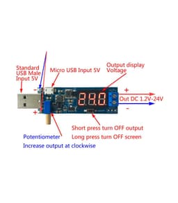 Modul USB STEP UP intrare DC 3.5-12V iesire DC 1.2-24V 5