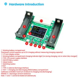 Tester 18650 cu display conector USB TYPE C 2