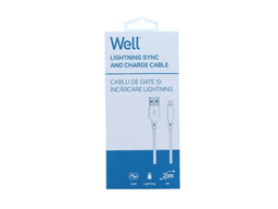 Cablu USB2.0 A tata - Lightning 2m 2.4A alb Well 2