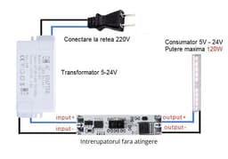 Intrerupator / variator TOUCH LESS fara atingere 5V-24V 5A 4