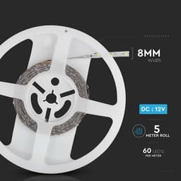 Banda LED SMD3528 60LED/m verde 12V IP20 5m V-TAC SKU-212011 8