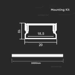 Profil aluminiu pentru banda LED 2m 20mm x 10mm V-TAC SKU-23174 2