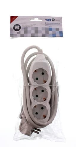 Prelungitor electric 3 prize 1.5m 3xG1.5mmp 3500W 16A alb Well 2