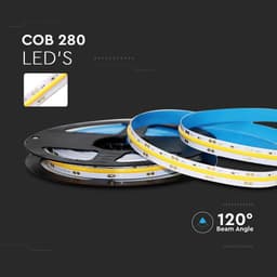 Banda LED COB 24V 10W/m 4000K IP20 5m V-tac SKU-212653 2