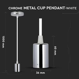 Pendul tavan soclu E27 Crom/alb SKU-3755 V-tac 4