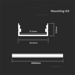 Profil aluminiu pentru banda LED 2m 23.5mm x 10mm alb SKU-3367 V-tac 2
