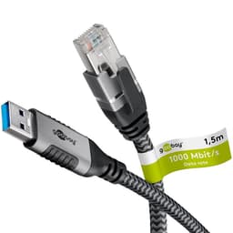Cablu LAN Ethernet USB-A 3.0 la RJ45 1.5m CAT6 Gbit/s negru Goobay 70497 1