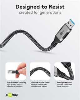 Cablu LAN Ethernet USB-A 3.0 la RJ45 1.5m CAT6 Gbit/s negru Goobay 70497 3