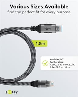 Cablu LAN Ethernet USB-A 3.0 la RJ45 1.5m CAT6 Gbit/s negru Goobay 70497 4