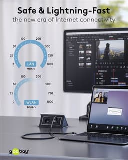 Cablu LAN Ethernet USB-A 3.0 la RJ45 1.5m CAT6 Gbit/s negru Goobay 70497 6