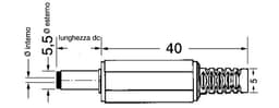 Mufa alimentare DC tata pe cablu 5.5x2.5 mm negru GBC 29.0486.10 2