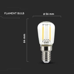 Bec E14 ST26 cu filament LED 2W 6500K alb rece V-tac SKU-214445 3