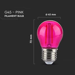 Bec LED G45 E27 2W cu filament lumina roz V-tac SKU-217410 3