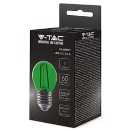 Bec LED G45 E27 2W cu filament lumina verde V-tac SKU-217411 2