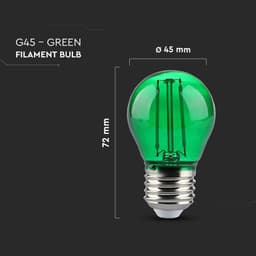 Bec LED G45 E27 2W cu filament lumina verde V-tac SKU-217411 3