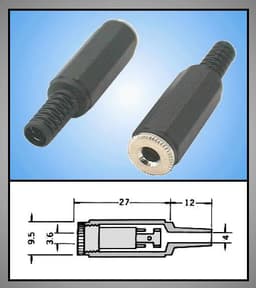 Mufa Jack 3.5 mm mama mono cu manson drept pe cablu JC-121 3